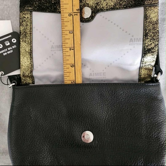 NWT Aimee Kestenberg Genuine Leather Gold Dusted Seude Crossbody Bag - Picture 10 of 10